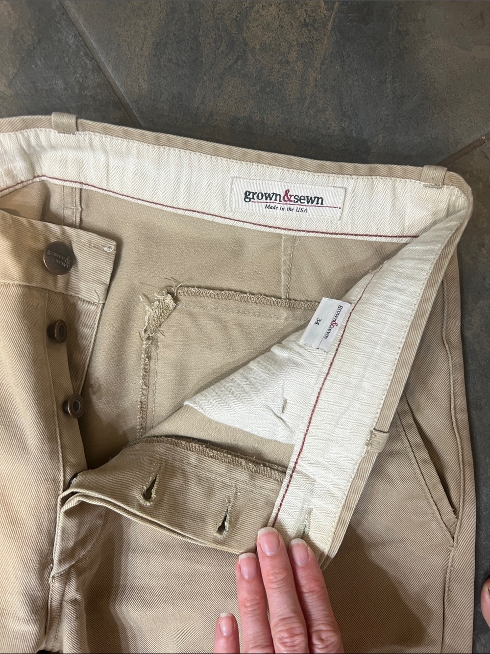 Grown & Sewn Men's Khaki Chino Pants - Classic Tan - Picture 4 of 6